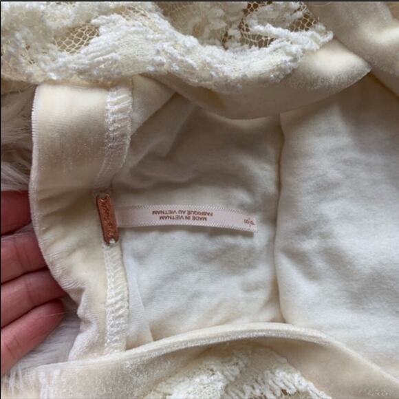 FP FREE PEOPLE Cream White Flirt For You Lace Sheer Long sleeve Mini Dress Small - Picture 5 of 8